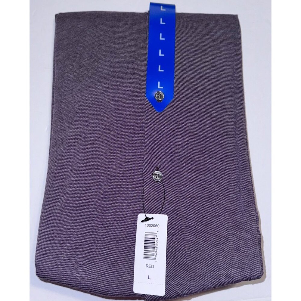 DKNY Mens Long Sleeve Shirt Large Plum Cotton Natural Stretch Button Work Office - Picture 4 of 4